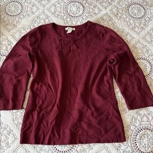 White House Black Market Maroon Knit Top